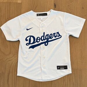 Nike Kids White and Blue Dodgers Jersey